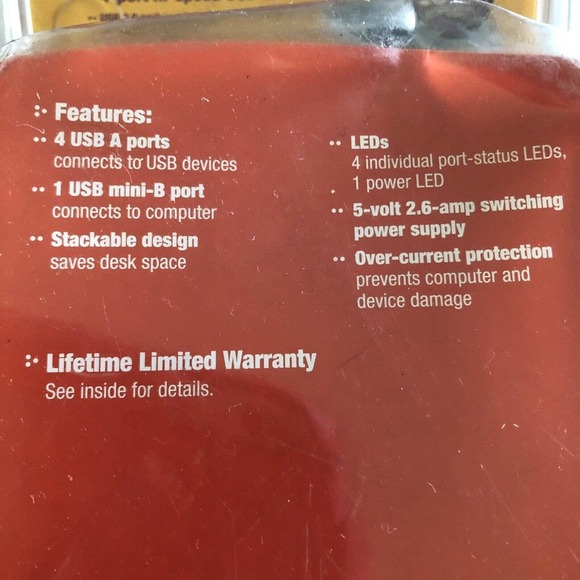 Staples 4-port Hub USB 1.1 Connects Up To 4 Devices (NEW) - Picture 3 of 5